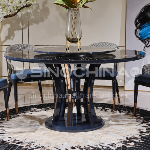 BJ-Bagade-M601 Restaurant Postmodern Light Luxury High-end Gold Ebony Metal Edge Light Luxury Dining Table